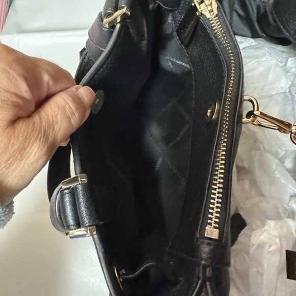 Michael Kors Greta Large Pebbled Leather Satchel Black - Picture 9 of 14